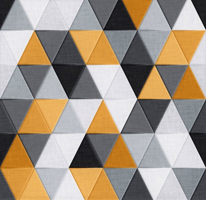 Zasłona gotowa velvet musztardowe trójkąty