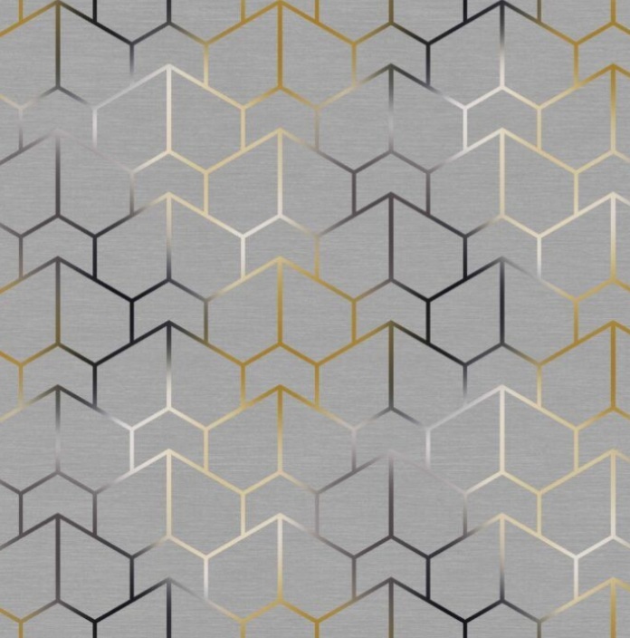 Zasłona gotowa velvet szara geometryczna