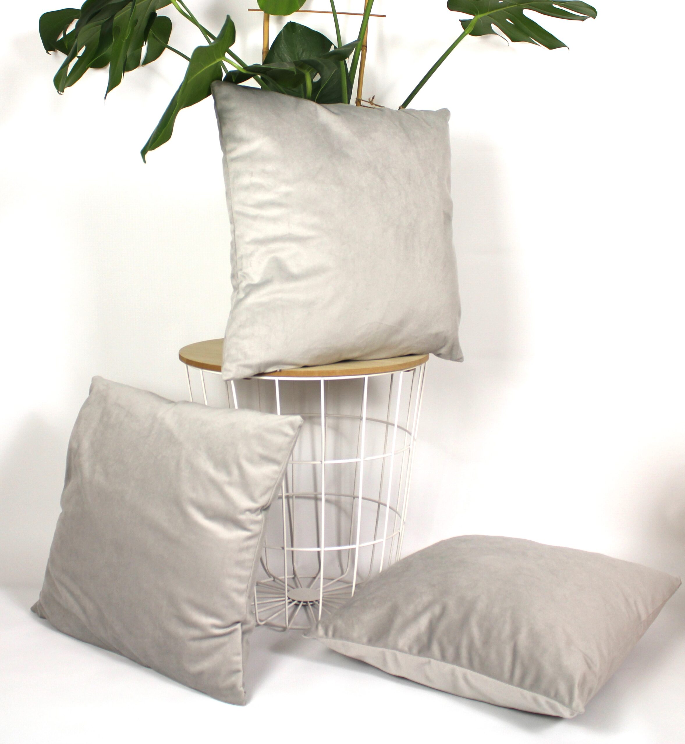 Poszewka na poduszkę welur jasna szara