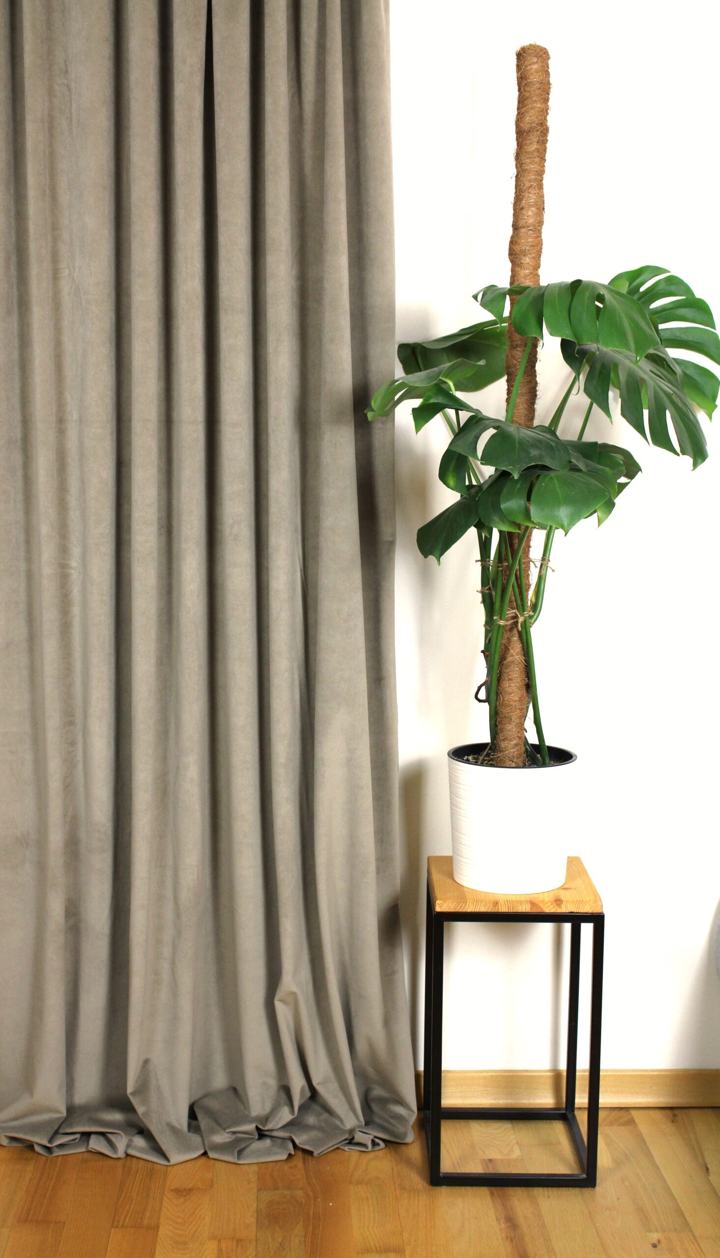 Zasłona gotowa welur ciemny beż gładka